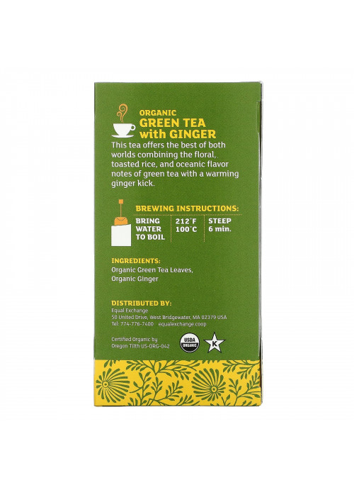 Equal Exchange, Organic Green Tea with Ginger, 20 Tea Bags, 1.05 oz (30 g)