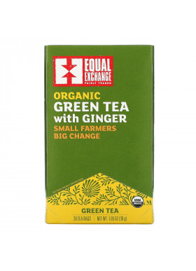 Equal Exchange, Organic Green Tea with Ginger, 20 Tea Bags, 1.05 oz (30 g)