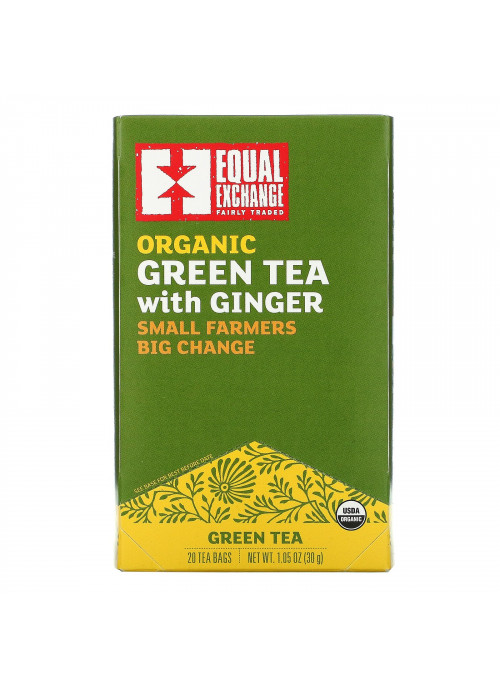 Equal Exchange, Organic Green Tea with Ginger, 20 Tea Bags, 1.05 oz (30 g)