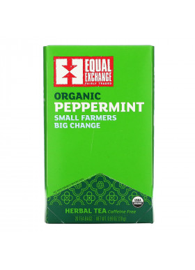 Equal Exchange, Organic Peppermint Herbal Tea, Caffeine Free, 20 Tea Bags, 0.99 oz (28 g)