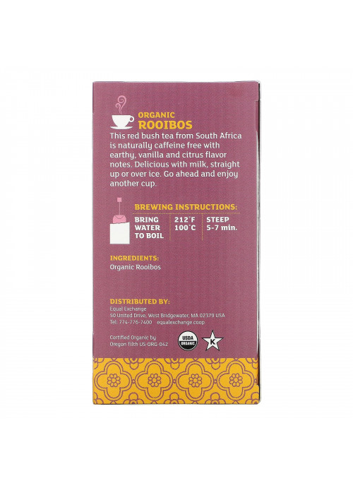 Equal Exchange, Organic Rooibos, Herbal Tea, 20 Tea Bags, 1.41 oz (40 g)