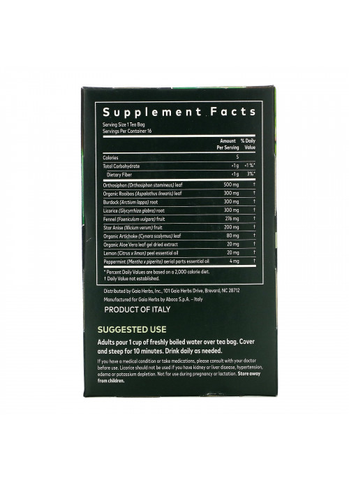 Gaia Herbs, Cleanse & Detox, Caffeine-Free, 16 Tea Bags, 1.13 oz (32 g)