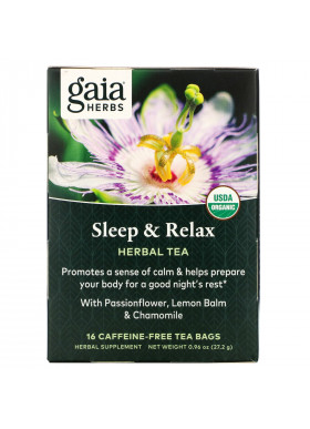 Gaia Herbs, Herbal Tea, Sleep & Relax, Caffeine-Free, 16 Tea Bags, 0.96 oz (27.2 g)