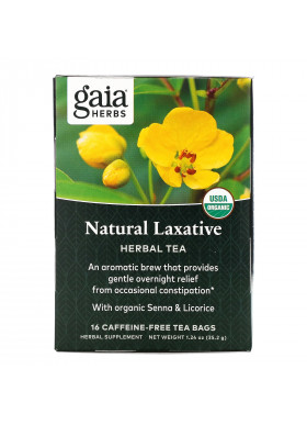 Gaia Herbs, Natural Laxative, Herbal Tea, Caffeine-Free, 16 Tea Bags, 1.24 oz (35.2 g)