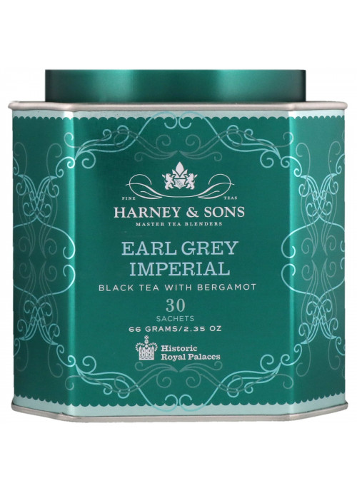 Harney & Sons, Earl Grey Imperial, Black Tea with Bergamot, 30 Sachets, 2.35 oz (66 g) Each