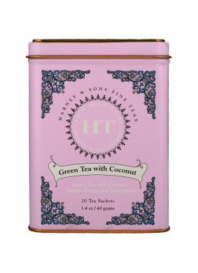 Harney & Sons, HT Tea Blend, Green Tea with Coconut, 20 Tea Sachets, 1.4 oz (40 g)