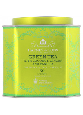 Harney & Sons, Green Tea with Coconut, Ginger and Vanilla, 30 Sachets, 2.67 oz (75 g)