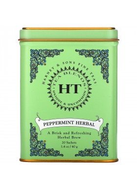 Harney & Sons, HT Tea Blend, Peppermint Herbal, Caffeine Free, 20 Tea Sachets, 1.4 oz (40 g)