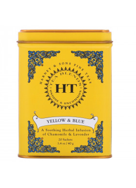 Harney & Sons, HT Tea Blend, Yellow & Blue, Chamomile and Lavender, Caffeine Free, 20 Sachets, 1.4 oz (40 g)