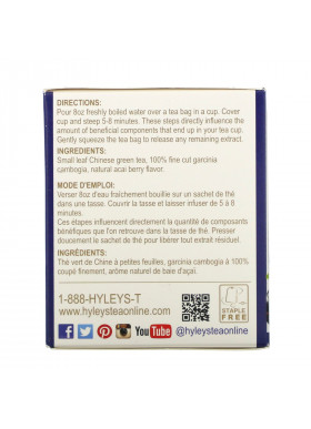 Hyleys Tea, Garcinia Cambogia Green Tea, Acai Berry, 25 Tea Bags, 1.32 oz (37.5 g)