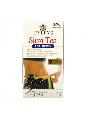 Hyleys Tea, Slim Tea, Acai Berry, 25 Foil Envelope Tea Bags, 0.05 oz (1.5 g) Each