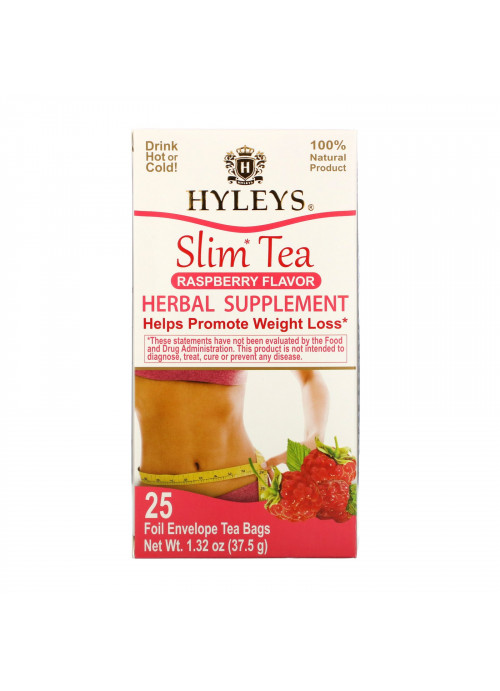 Hyleys Tea, Slim Tea, Raspberry Flavor, 25 Foil Envelope Tea Bags, 1.32 oz (37.5 g)
