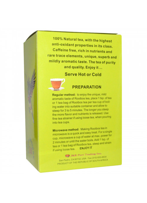 J&R Port Trading Co., Organic Green Rooibos, Caffeine-Free, 40 Tea Bags, 3.53 oz (100 g)