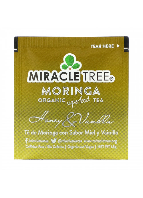 Miracle Tree, Moringa Organic Superfood Tea, Honey & Vanilla, Caffeine Free, 25 Tea Bags, 1.32 oz (37.5 g)