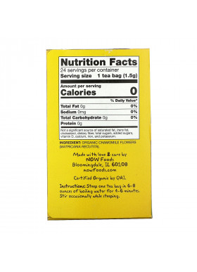 Now Foods, Organic Real Tea, Chamomile, Caffeine Free, 24 Tea Bags, 1.5 g Each