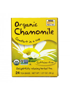 Now Foods, Organic Real Tea, Chamomile, Caffeine Free, 24 Tea Bags, 1.5 g Each