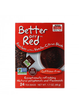 Now Foods, Real Tea, Better Off Red, Caffeine-Free, 24 Tea Bags, 1.7 oz (48 g)