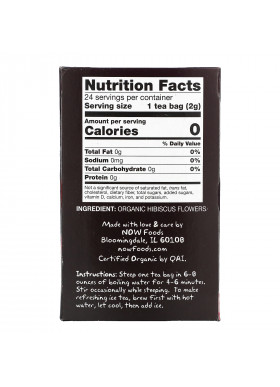 Now Foods, Organic Real Tea, Organically Hip Hibiscus, Caffeine-Free, 24 Tea Bags, 1.7 oz (48 g)