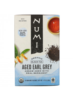 Numi Tea, Organic Black Tea, Aged Earl Grey, 18 Tea Bags, 1.27 oz (36 g)