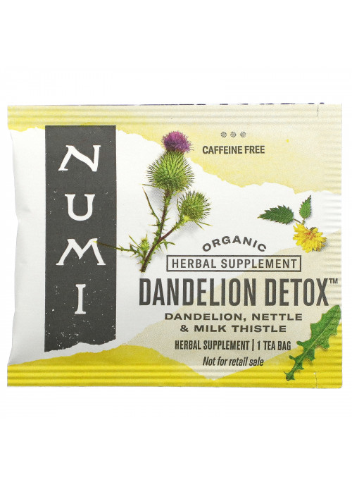 Numi Tea, Organic, Dandelion Detox, Caffeine Free, 16 Non-GMO Tea Bags, 1.13 oz (32 g)