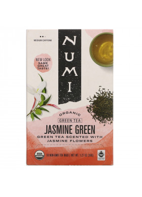 Numi Tea, Organic Green Tea, Jasmine Green, 18 Tea Bags, 1.27 oz (36 g)