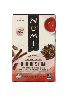 Numi Tea, Organic Herbal Teasan, Rooibos Chai, Caffeine Free, 18 Tea Bags, 1.71 oz (48.6 g)