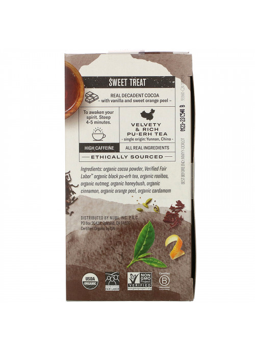 Numi Tea, Organic Pu-Erh Tea, Chocolate Pu-Erh, 16 Tea Bags, 1.24 oz (35.2 g)