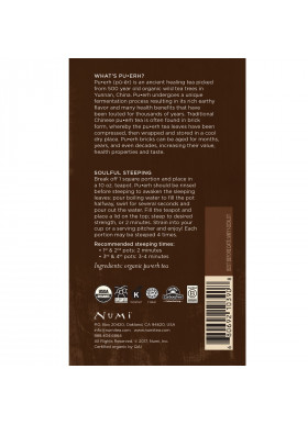 Numi Tea, Organic Tea, Pu-erh Tea, Aged Pu-erh Tea Brick, 2.2 oz (63 g)