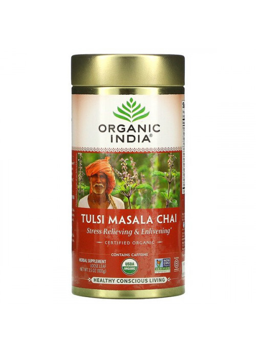 Organic India, Tulsi Masala Chai, Stress Relieving & Enlivening, Loose Leaf, 3.5 oz (100 g)