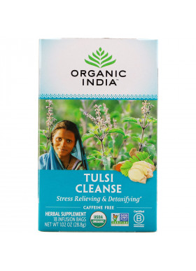 Organic India, Tulsi Tea, Cleanse, Caffeine-Free, 18 Infusion Bags, 1.02 oz (28.8 g)