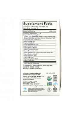 Organic India, Tulsi Tea, Focus, Clementine Vanilla, Caffeine Free, 18 Infusion Bags, 1.34 oz (38.08 g)