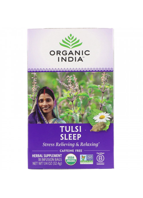 Organic India, Tulsi Tea, Sleep, Caffeine Free, 18 Infusion Bags, 1.14 oz (32.4 g)