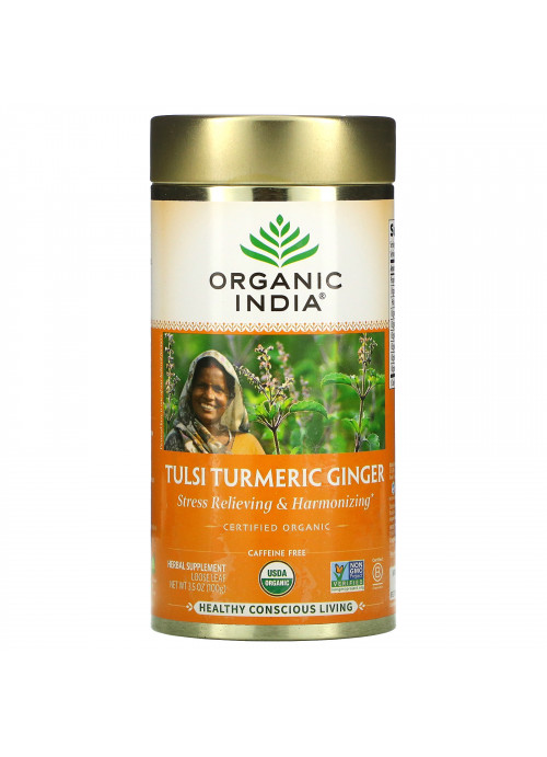 Organic India, Tulsi Turmeric Ginger, Stress Relieving & Harmonizing, Loose Leaf, 3.5 oz (100 g)