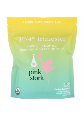 Pink Stork, 3rd/4th Trimester, Labor & Delivery Tea, Sweet Flora, Caffeine Free, 15 Pyramid Sachets, 1.32 oz (37.5 g)