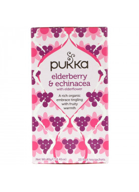 Pukka Herbs, Elderberry & Echinacea, 20 Fruit Tea Sachets, 1.41 oz (40 g)