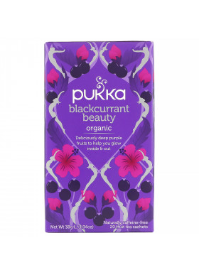 Pukka Herbs, Organic Blackcurrant Beauty, Caffeine-Free, 20 Fruit Tea Sachets, 1.34 oz (38 g)