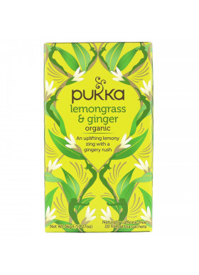 Pukka Herbs, Organic Lemongrass & Ginger, Caffeine-Free, 20 Herbal Tea Sachets, 1.27 oz (36 g)