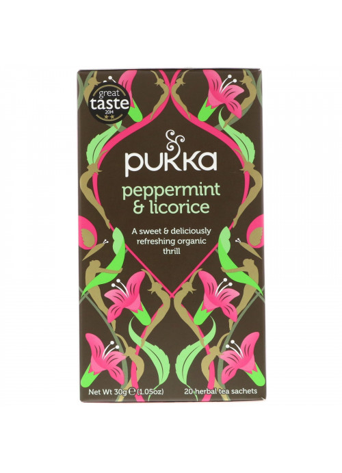 Pukka Herbs, Peppermint & Licorice Herbal Tea, Caffeine Free, 20 Tea Sachets, 1.05 oz (30 g)