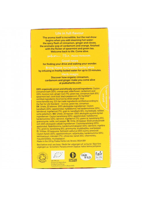 Pukka Herbs, Revitalise, Organic Cinnamon, Cardamom, & Ginger Tea, 20 Tea Sachets, 1.41 oz (40 g)