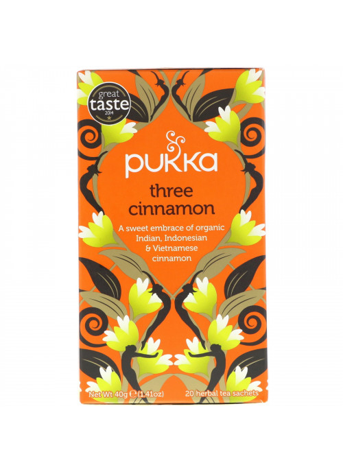 Pukka Herbs, Three Cinnamon Tea, Caffeine Free, 20 Herbal Tea Sachets, 1.41 oz (40 g)