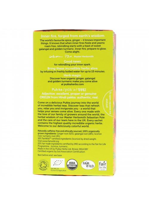 Pukka Herbs, Three Ginger Herbal Tea, Caffeine Free, 20 Tea Sachets, 1.27 oz (36 g)