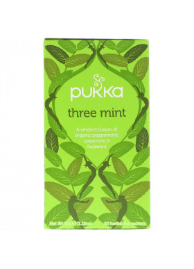 Pukka Herbs, Three Mint, Caffeine Free, 20 Herbal Tea Sachets, 1.12 oz (32 g)