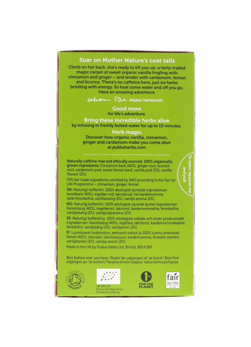 Pukka Herbs, Vanilla Chai, Caffeine Free, 20 Tea Sachets, 1.41 oz (40 g)