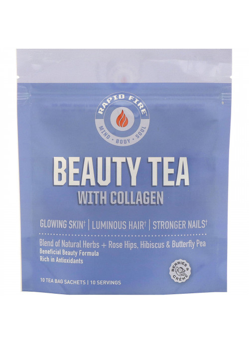 RAPIDFIRE, Beauty Tea with Collagen, Berries & Creme, 10 Tea Bag Sachets