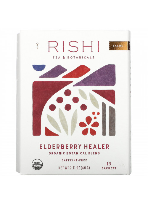 Rishi Tea, Elderberry Healer, Caffeine-Free, 15 Sachets, 2.11 oz (60 g)