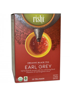 Rishi Tea, Organic Black Tea, Earl Grey, 15 Tea Bags 1.75 oz (49.5 g)