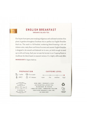 Rishi Tea, Organic Black Tea, English Breakfast, 15 Sachets, 1.69 oz (48 g)