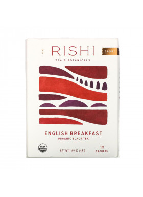 Rishi Tea, Organic Black Tea, English Breakfast, 15 Sachets, 1.69 oz (48 g)