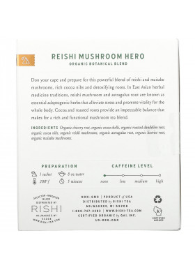 Rishi Tea, Organic Botanical Blend, Reishi Mushroom Hero, 15 Sachets, 1.64 oz (46.5 g)