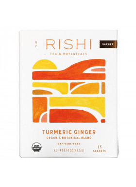 Rishi Tea, Organic Botanical Blend, Turmeric Ginger, Caffeine-Free, 15 Sachets, 1.74 oz (49.5 g)